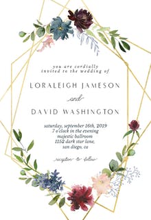 Geometric & Flowers - Invitación De Boda